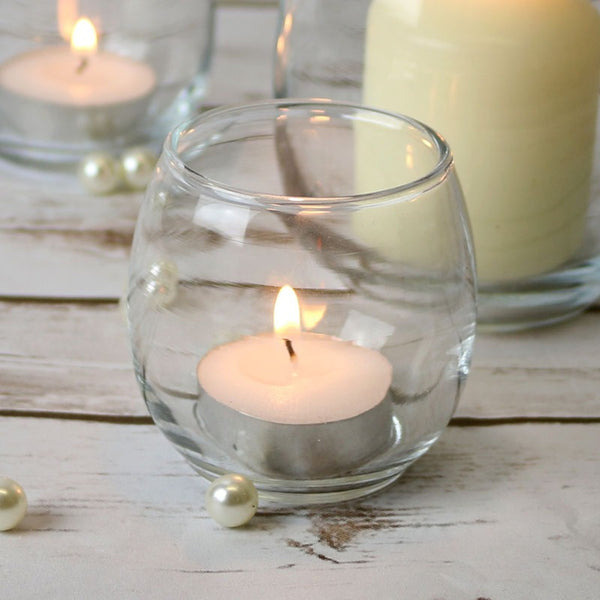 Roly Poly Clear Glass Tea Light Holders - Set of 6