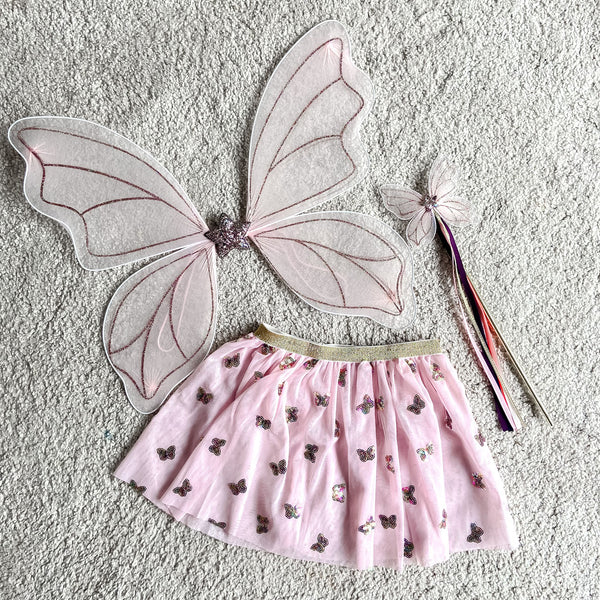 Fairy Wings / Butterfly Wand / Tutu - Girls Dressing Up Set