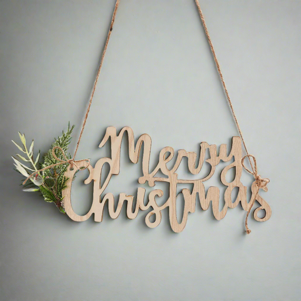 Wooden Merry Christmas Hanging Signs - Pack of 4