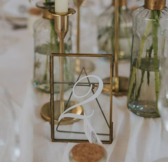 Brass Photo Frames Table Numbers (Free Standing) Wedding Stationery