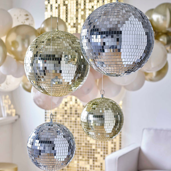 Mirror Disco Ball Hanging Decoration (20cm/30cm/Silver/Gold)