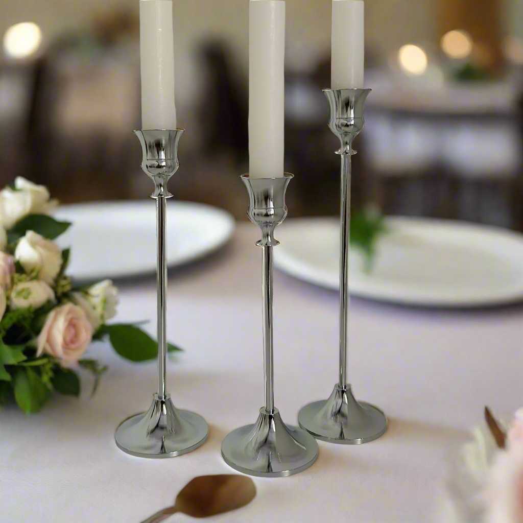 Silver Candle Sticks Set Of 3 The Wedding of My Dreams