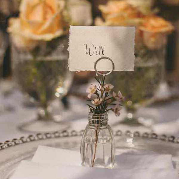 Glass Bud Vase Name Card Holders - Set Of 4 - The Wedding of My Dreams