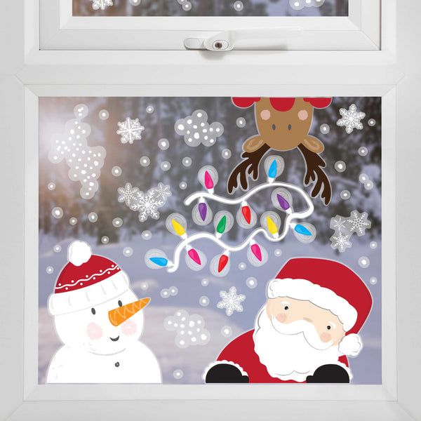 Christmas Window Stickers - Santa, Snowman, Reindeer
