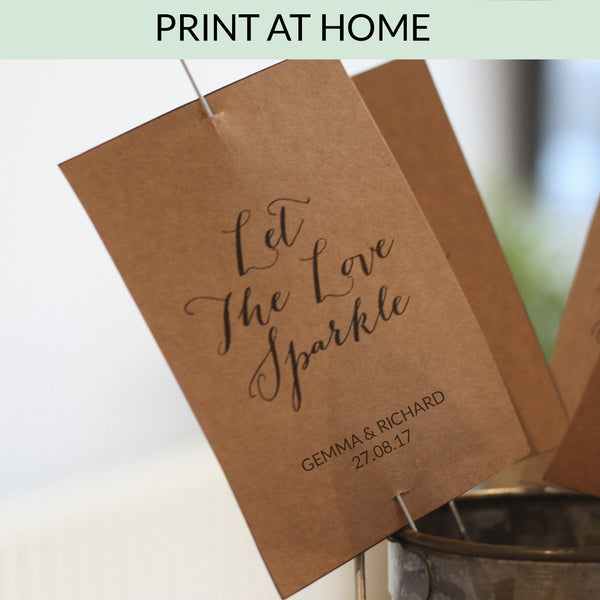 Printable: Let The Love Sparkle Sparkler Tags (personalised) - The Wedding of My Dreams