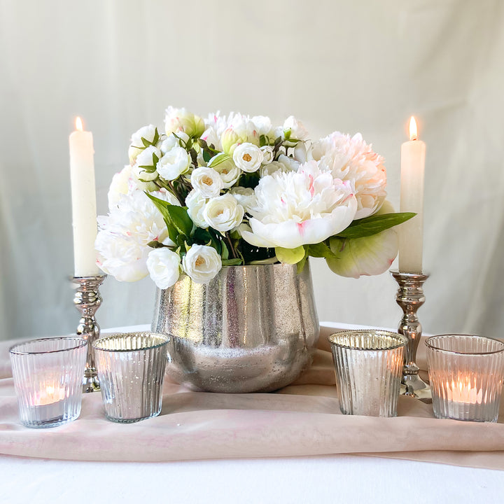 Ribbed Mercury Glass Tea Light Holders Silver - The Wedding of My Dreams