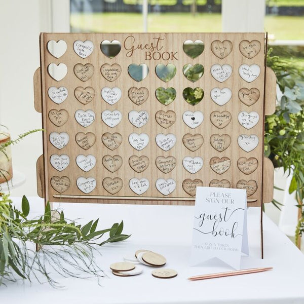 Wedding Guest Book Wooden 4 In A Row - The Wedding of My Dreams
