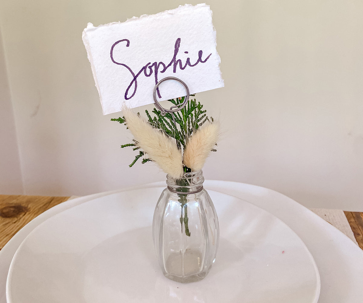 Glass Bud Vase Name Card Holders Set Of 4 For Wedding Stationery