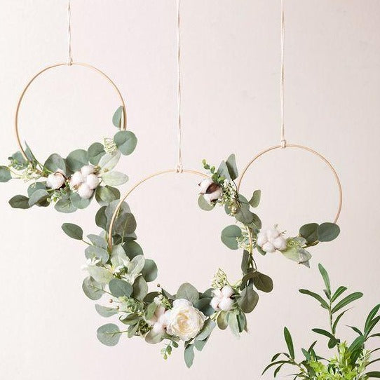 Gold Floral Wedding Hoops Backdrop - Set of 3 - 12inch, 14inch 16inch - The Wedding of My Dreams