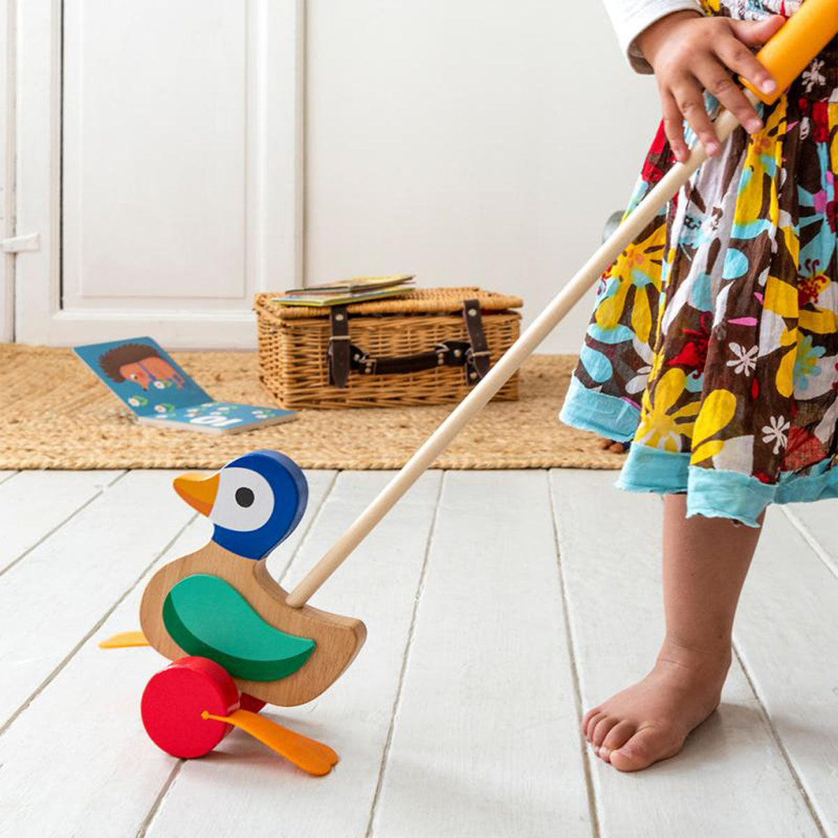 Wooden Push Along Toy Duck Traditional Toddler Toy Children's Gift