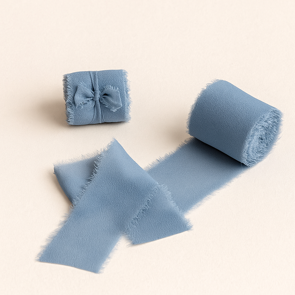 Chiffon Wedding Ribbons with Frayed Edges - Blue 5m Roll – The Wedding ...