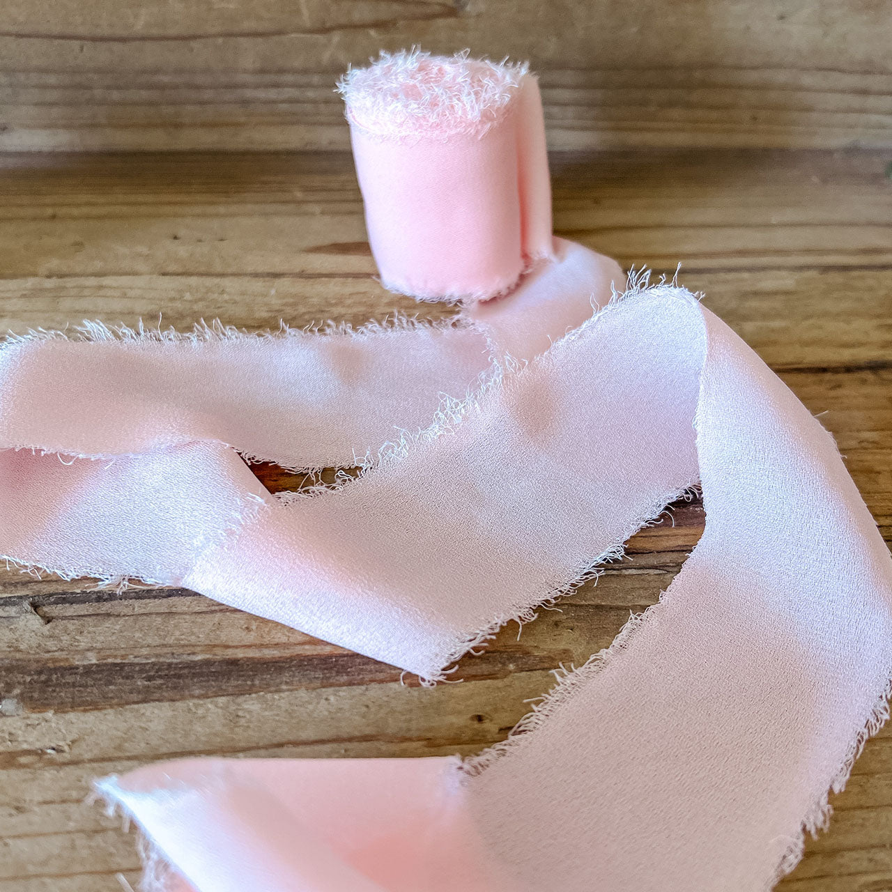 Chiffon Wedding Ribbons with Frayed Edges - Baby Pink 5m Roll – The ...