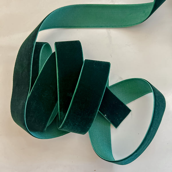Dark Green Velvet Ribbon 20m Roll (various widths available)