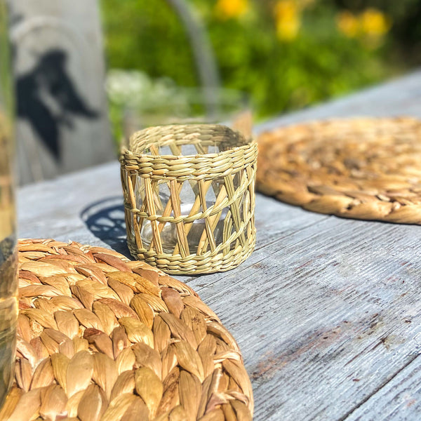Natural Woven Seagrass Tea Light Holders - Set of 2 The Wedding of my Dreams
