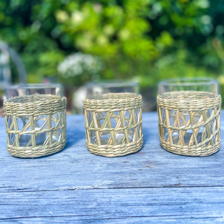 Natural Woven Seagrass Tea Light Holders - Set of 2 The Wedding of my Dreams