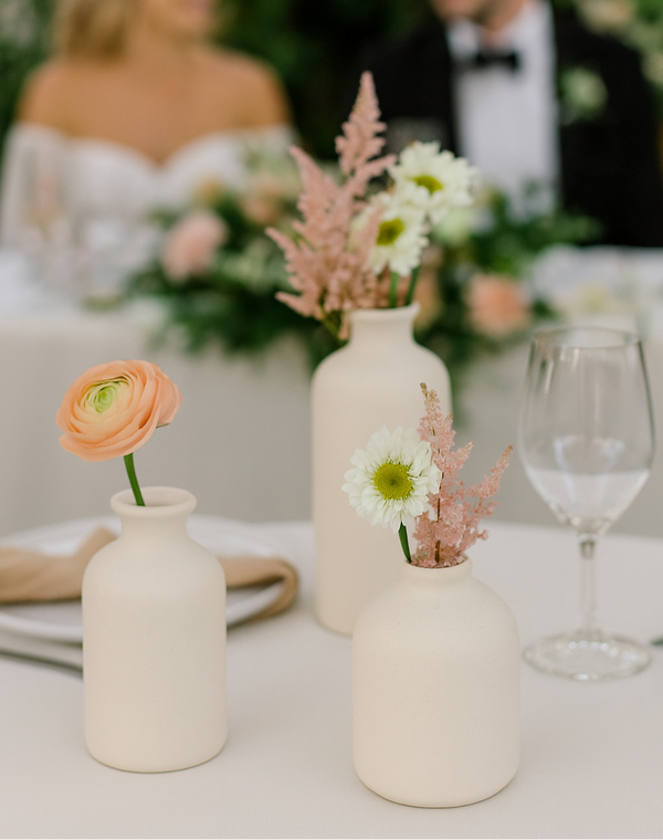 Neutral Ceramic Bud Vases - Set of 3 Wedding Centrepiece Table Styling
