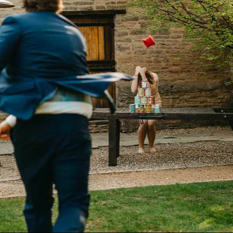 tin can toss wedding garden games