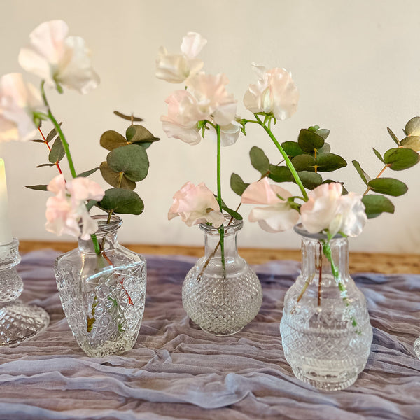 Set of 3 Pressed Glass Vases 13cm - Wedding Centrepieces / Wedding Vases