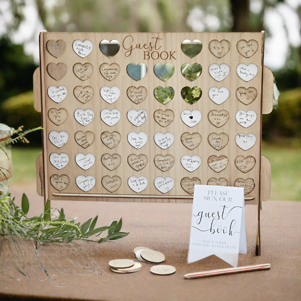 Wedding Guest Book Wooden 4 In A Row