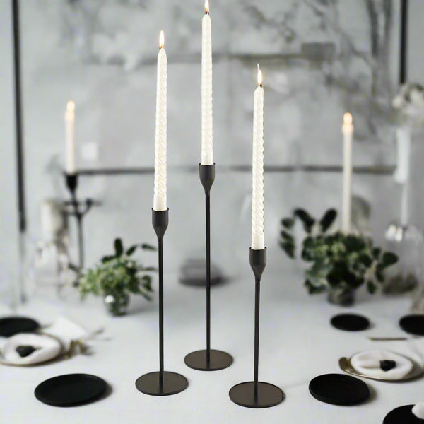 Black Candlesticks – Set Of 3 (Mixed Sizes)