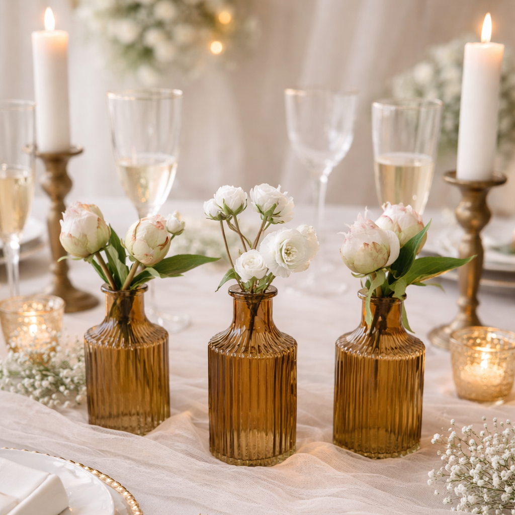 Photo inspiration: Amber Ribbed Glass Vases Set Of 3 The Wedding Of Photo Inspiration