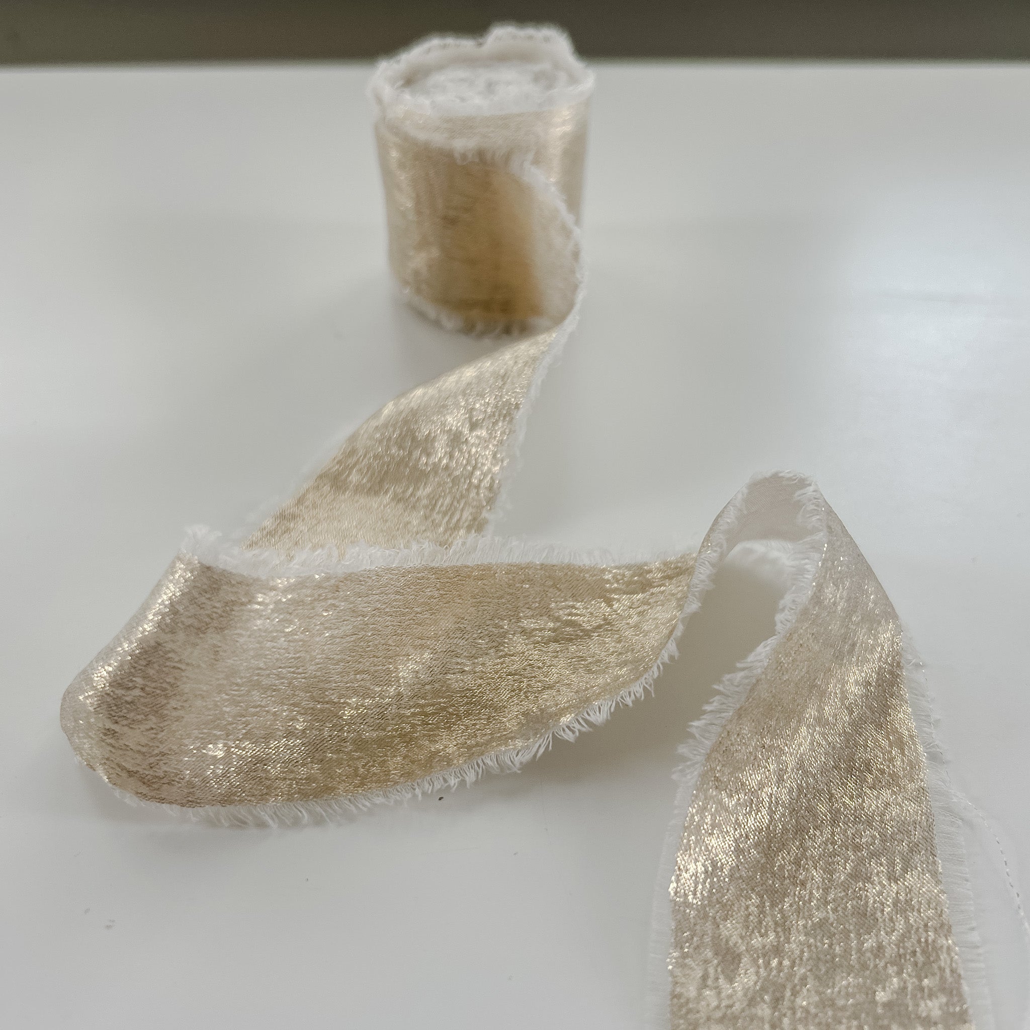 Champagne Gold Ribbon with Frayed Edges – The Wedding of My Dreams