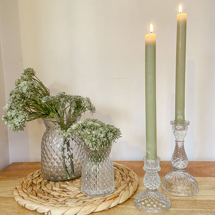 Pressed Glass Candlestick (2 sizes) - The Wedding of My Dreams