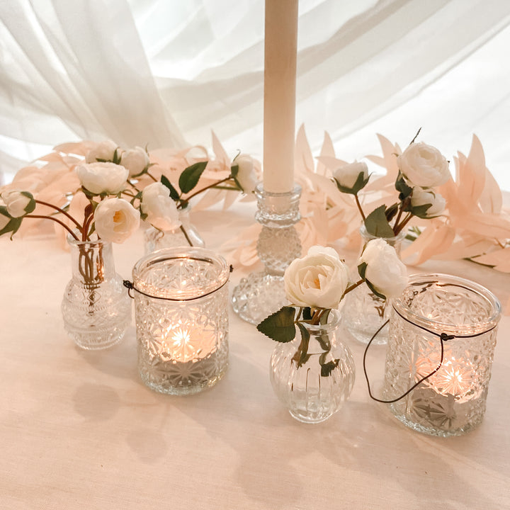 Pressed Glass Candlestick (2 sizes) - The Wedding of My Dreams