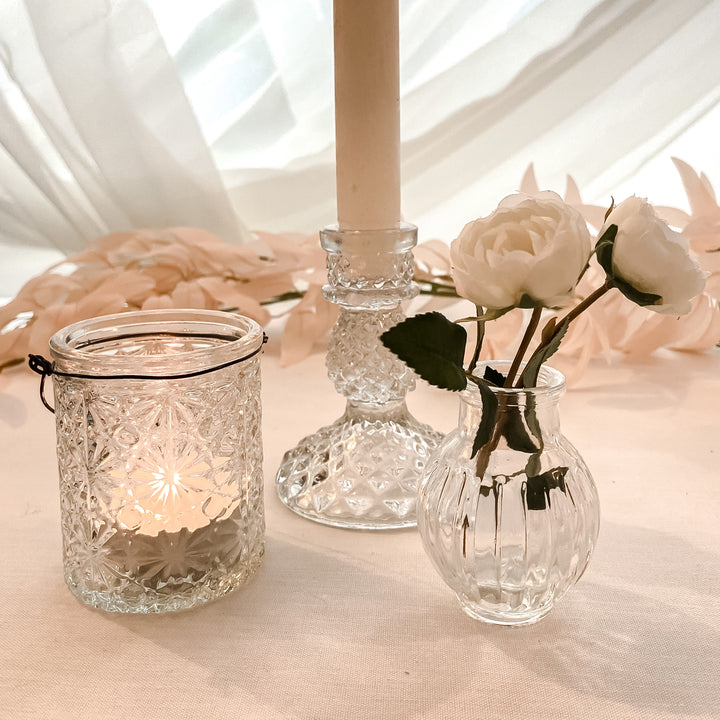 Pressed Glass Candlestick (2 sizes) - The Wedding of My Dreams