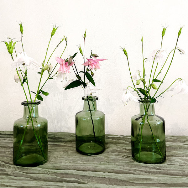 Forest Green Bottle Vases (Set of 3)