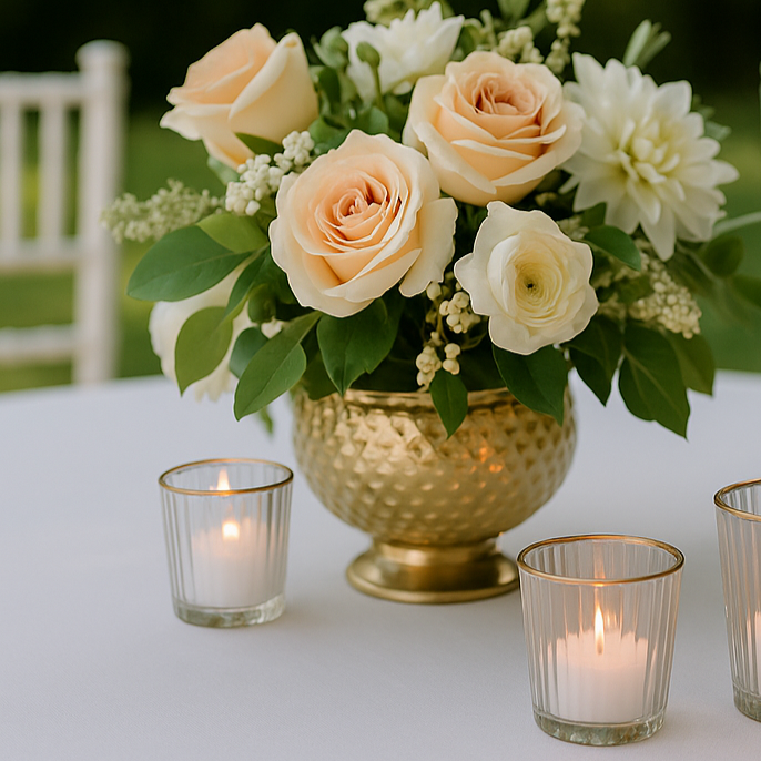 Ribbed Clear Glass Tea Light Holder  with Gold Rim candle holder - The Wedding of My Dreams