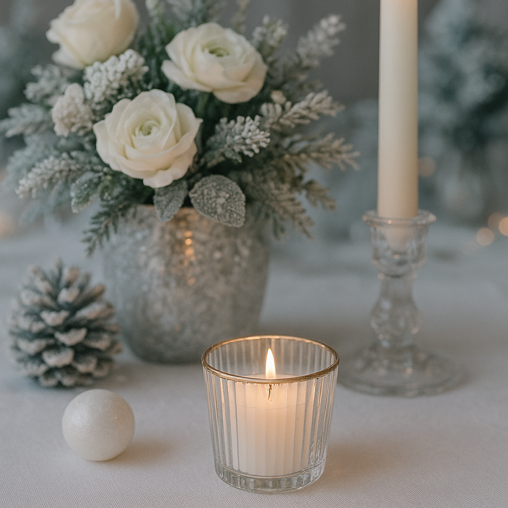 Ribbed Clear Glass Tea Light Holder  with Gold Rim candle holder - The Wedding of My Dreams