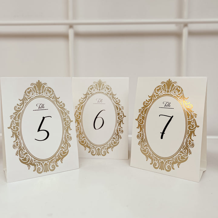 Gold Table Number Cards (1 - 10) Wedding Stationery - The Wedding of My Dreams
