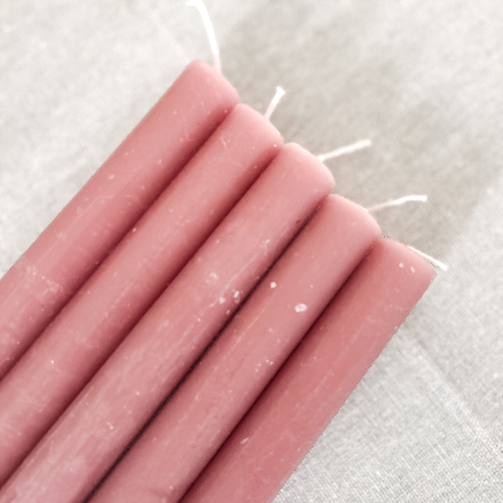 Dusky Pink Rustic Dinner Candles - Pack of 5 dinner candles - The Wedding of My Dreams