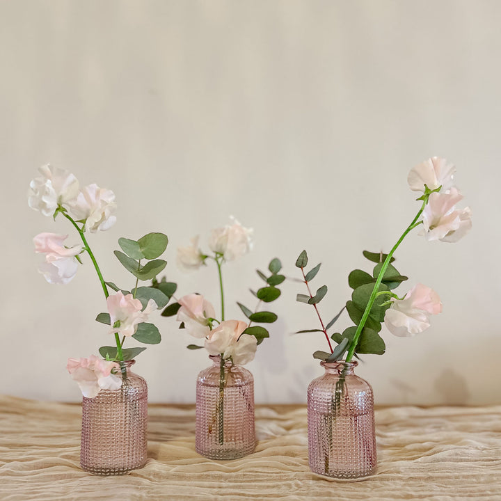 Pink Glass Bud Vases - Set of 3  - The Wedding of My Dreams