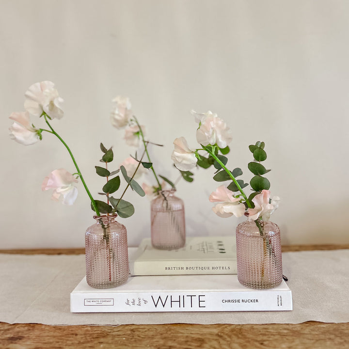 Pink Glass Bud Vases - Set of 3  - The Wedding of My Dreams