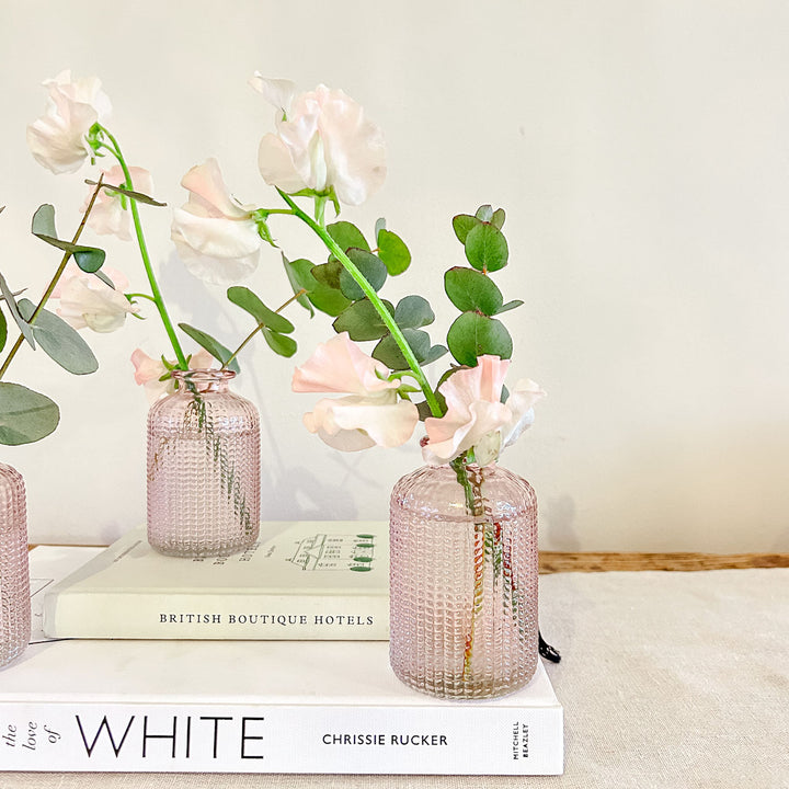 Pink Glass Bud Vases - Set of 3  - The Wedding of My Dreams