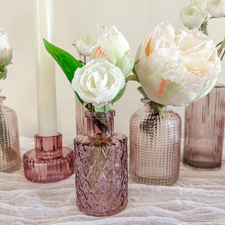 Pink Glass Bud Vases - Set of 3  - The Wedding of My Dreams