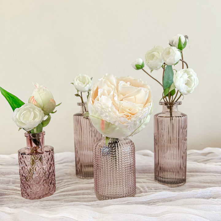 Pink Glass Bud Vases - Set of 3  - The Wedding of My Dreams