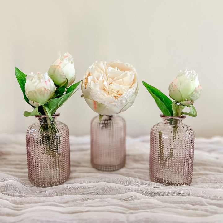 Pink Glass Bud Vases - Set of 3  - The Wedding of My Dreams