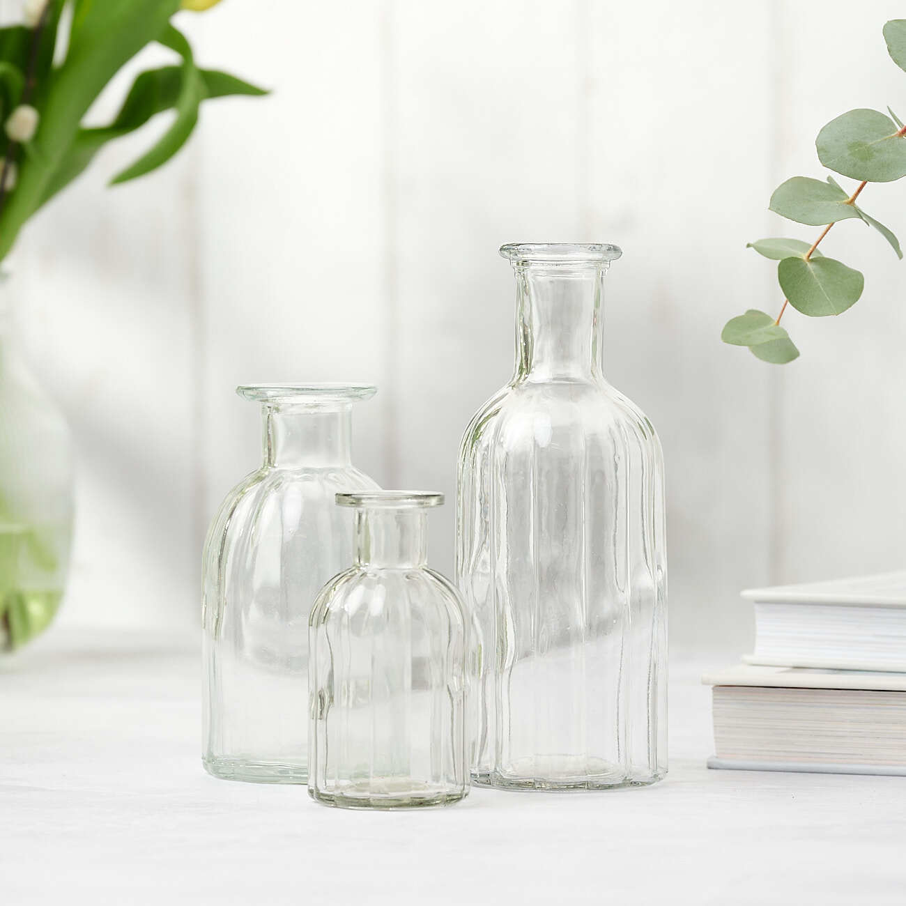 Ribbed Glass Bottle Vases (3 Sizes) Wedding Vases The Wedding of My