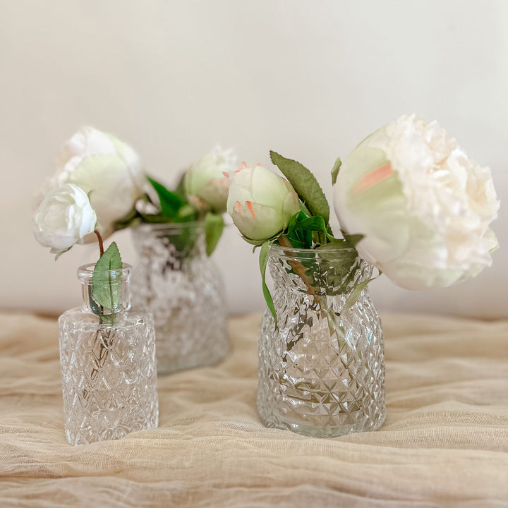 Textured Pressed Glass Hurricane Wedding Vase (3 Sizes) centrepieces and vases - The Wedding of My Dreams