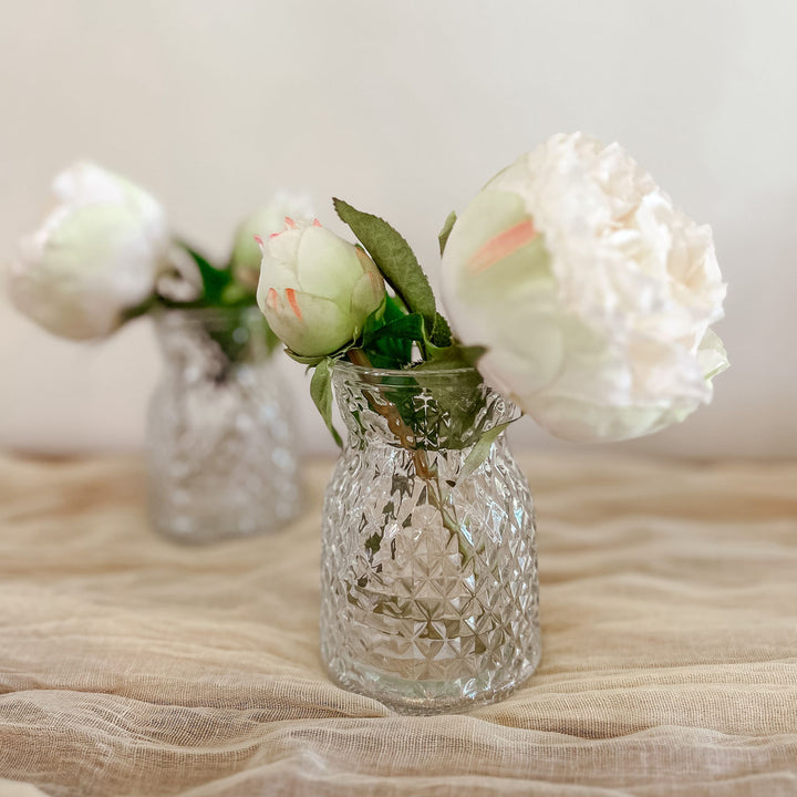Textured Pressed Glass Hurricane Wedding Vase (3 Sizes) centrepieces and vases - The Wedding of My Dreams
