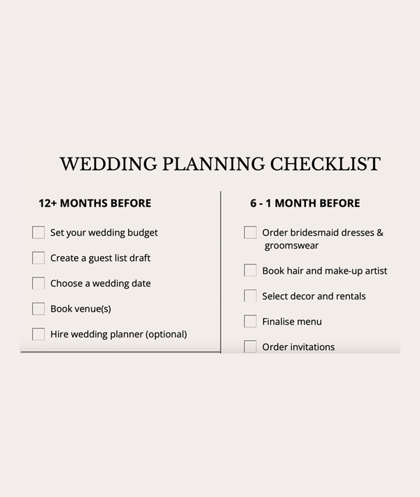 Wedding Planning Checklist & Decor Checklist