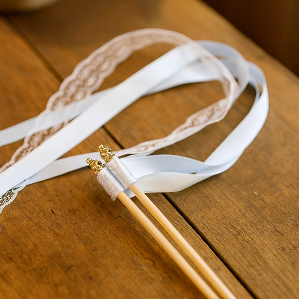White Wedding Ribbon Wands – Pack of 20