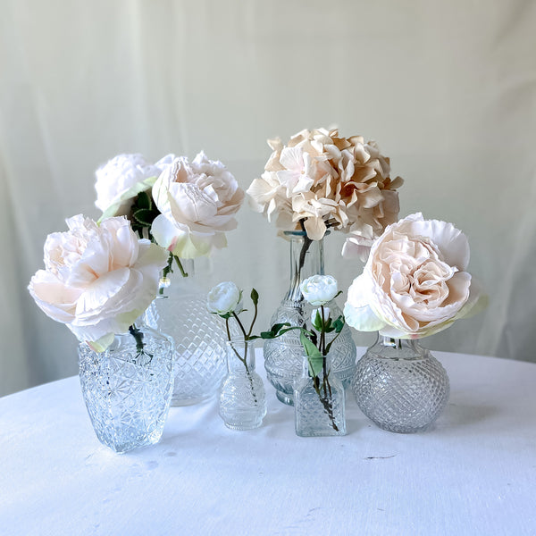 Pressed Glass Decanters Vases (3 Sizes) Wedding Centrepieces / Wedding Vases