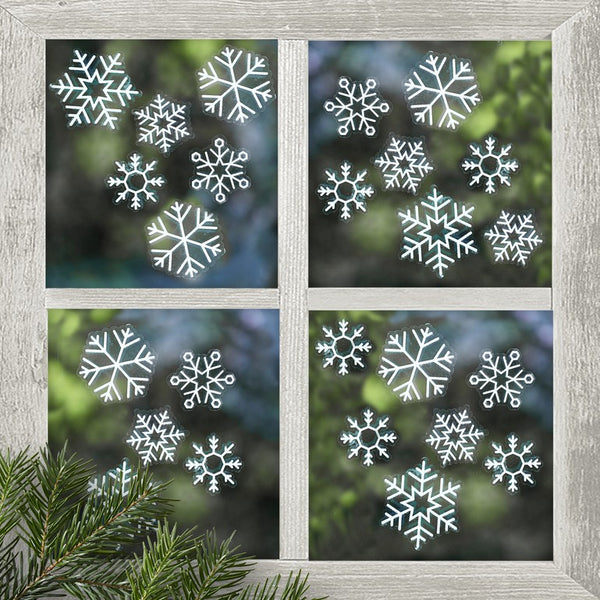 24 x Christmas Window Stickers - Snowflakes