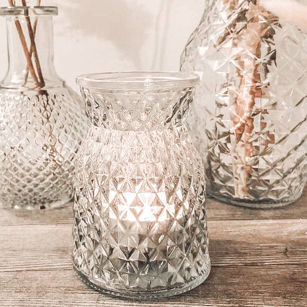 Textured Pressed Glass Tealight Holder/Vase