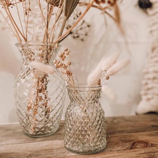 Textured Pressed Glass Hurricane Wedding Vase (3 Sizes) centrepieces and vases - The Wedding of My Dreams