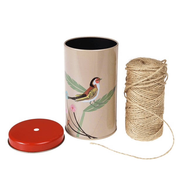 100m Rustic Twine in Bird Tin - Christmas Gift Wrapping or Gardeners Stocking Filler